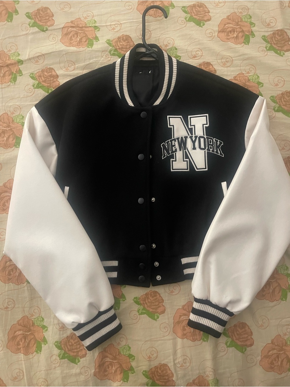 Black & White 'New York' Varsity Jacket